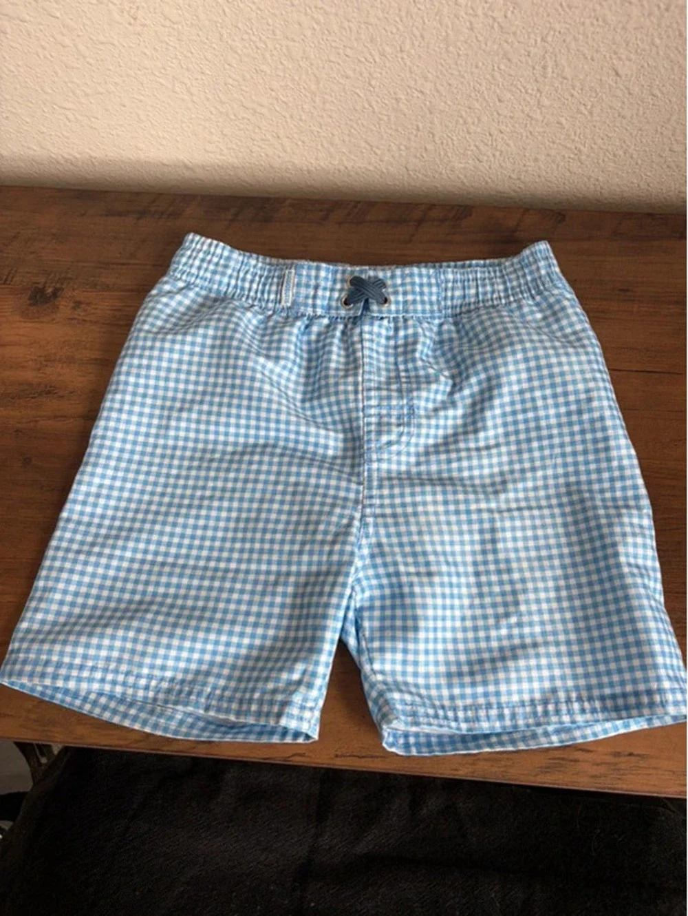 Youth Rugged Butts Blue Gingham Swim Trunks size 6